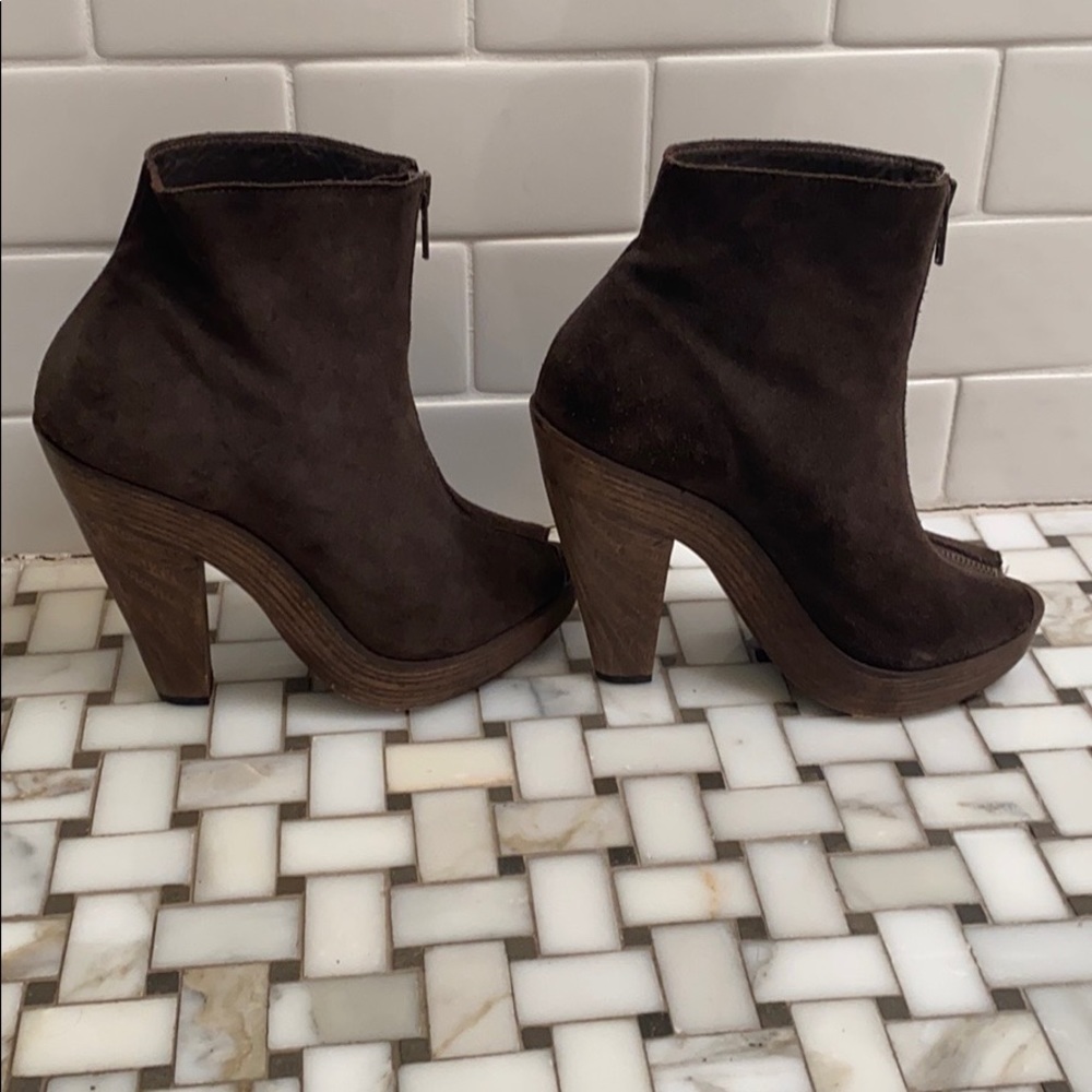 Joie brown suede peep toe ankle boots